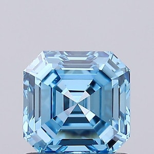 Asscher Cut Fancy Vivid Blue Color IGI Certified VVS/VS Loose 1-20 Carats Lab Grown Diamond