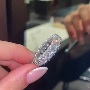 6mm Round Cut Pave Eternity Band D Colorless Moissanite Ring
