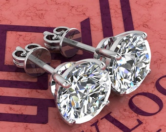 5 CT x2 Round Cut Stud D Color Basket Moissanite Earrings