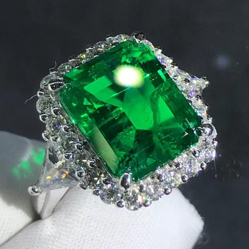 Irresistible 5.5 Carat Emerald Cut Lab Emerald Ring With - Etsy
