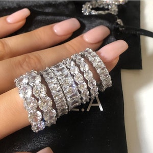 Stunning 6 CTW Radiant Cut Certified Moissanite D-E-F Colorless Basket VVS Eternity Band