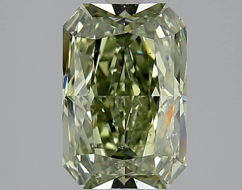 Natural GIA 3.01 Carat Radiant Cut Fancy Deep Green Color I1 Loose Diamond
