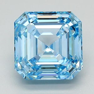 Asscher Cut Fancy Vivid Blue Color IGI Certified VVS/VS Loose 1-20 Carats Lab Grown Diamond