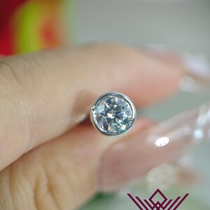 1 Carat S and F Letter 5mm*2 Bezel Set Round Cut 10K 14K 18K White Rose Gold PT950 Silver Moissanite Stud Earrings - Custom order