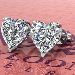 4 CT x2 Heart Cut Stud D Color Basket Moissanite Earrings