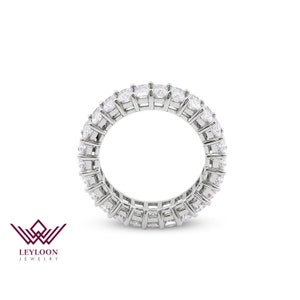 7.5 CTW Radiant Cut DEF Colorless Eternity Band Basket VVS Moissanite Ring