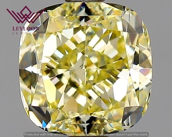 Natural GIA Cushion Cut 1.58 Carat Fancy Light Yellow VS2 Loose Diamond