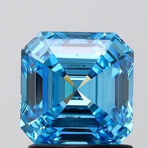 Asscher Cut Fancy Vivid Blue Color IGI Certified VVS/VS Loose 1-20 Carats Lab Grown Diamond
