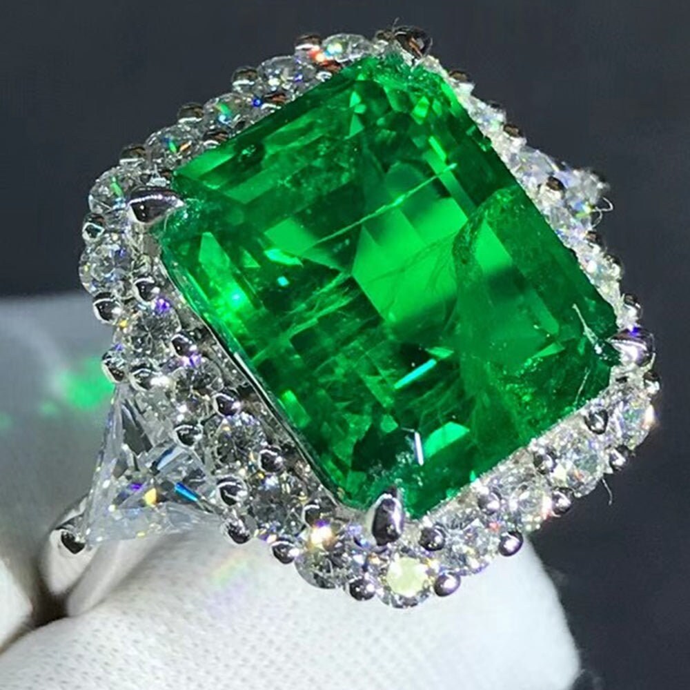 Irresistible 5.5 Carat Emerald Cut Lab Emerald Ring With - Etsy