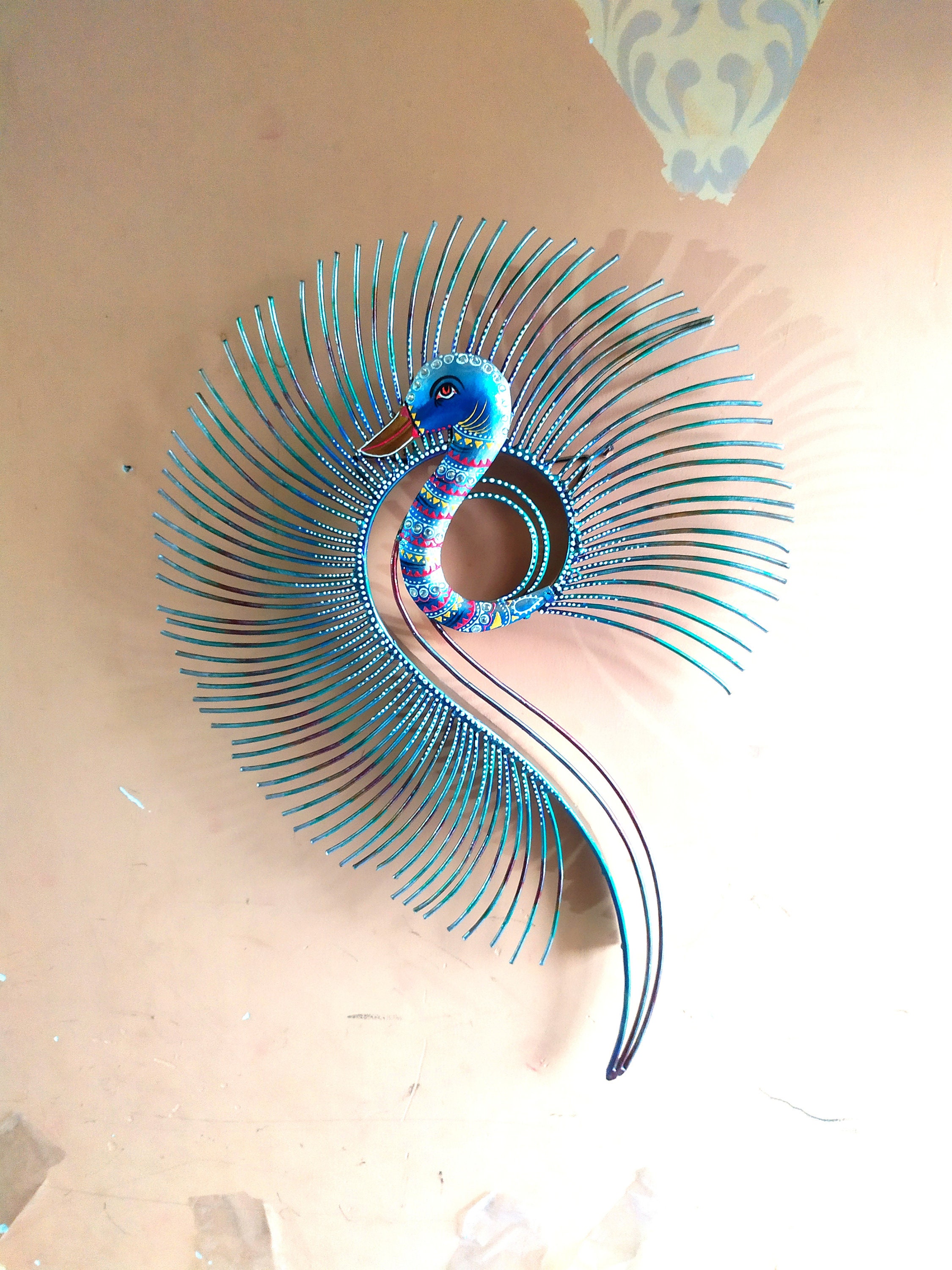 Décor Mural en Fer Paon, Belle Tenture Murale Pour La Maison, Artisanat Indien Le Salon, Chambre à C