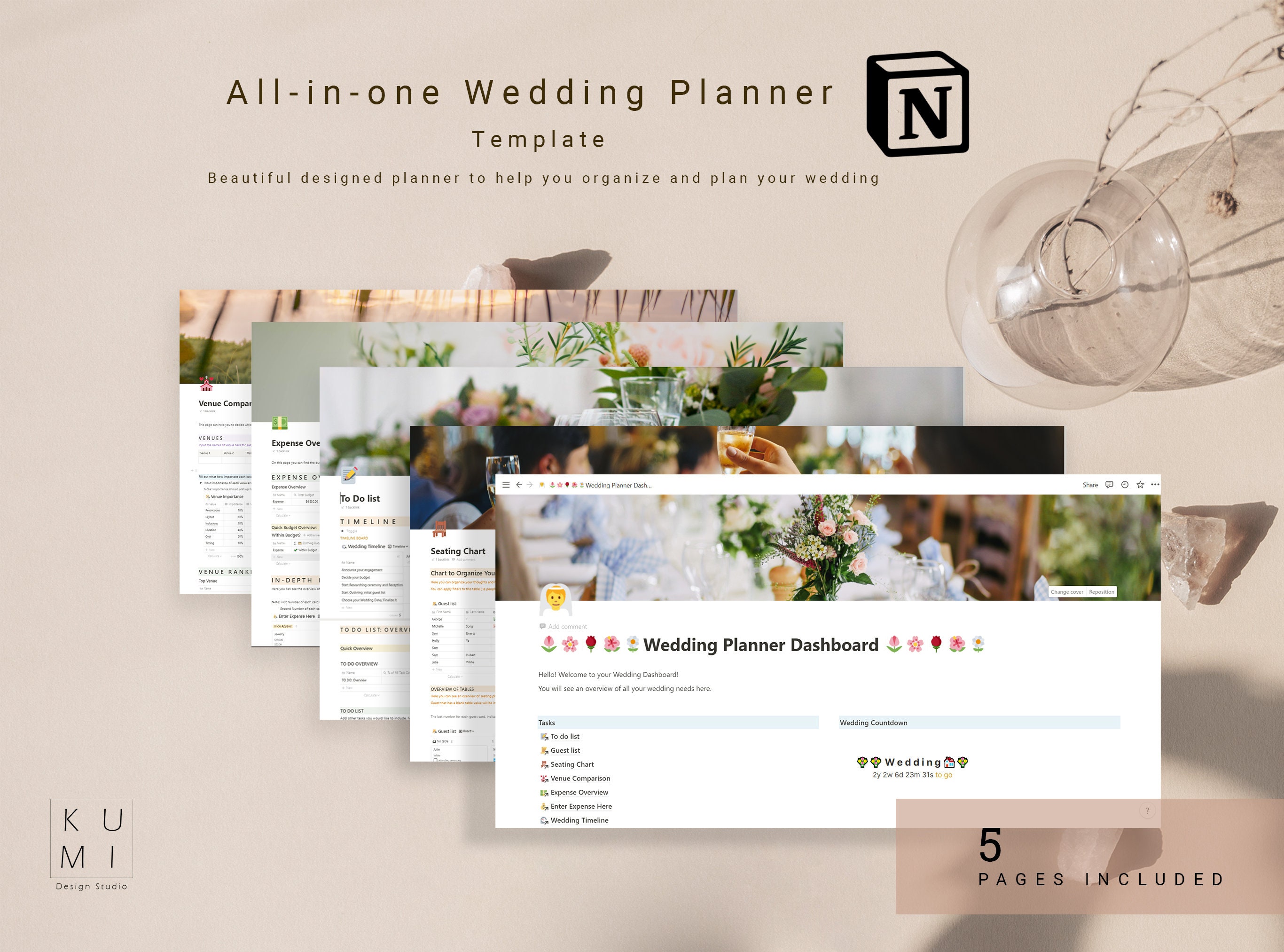Notion Wedding Template Bundle Upgraded Wedding Planner Excel Etsy
