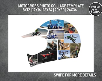 Motocross Racing Photo Collage Template Canva PDF | Memorial Collage 8x12, 12x18, 16x24, 20x30, 24x36 Inch