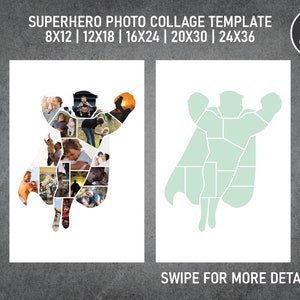 Vatertag Superheld Papa Foto Collage Vorlage Canva PDF | 8x12, 12x18, 16x24, 20x30, 24x36 Zoll