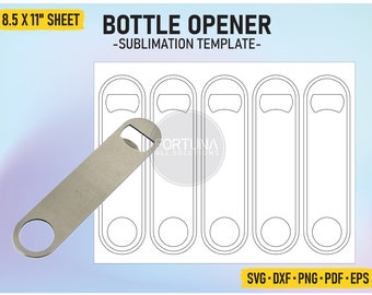 Blank Sublimation Template for Bartender Bottle Opener SVG Cut File Vector Cricut Dxf Png Pdf Eps