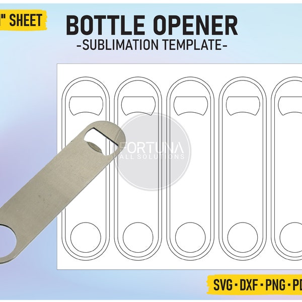 Blank Sublimation Template for Bartender Bottle Opener SVG Cut File Vector Cricut Dxf Png Pdf Eps