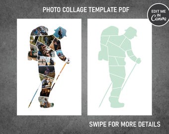 Hiking Photo Collage Template Canva PDF | Memorial Collage 8x12, 12x18, 16x24, 20x30, 24x36 Inch