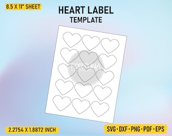 Heart Label Template SVG Cut File Vector Cricut Png Dxf Eps PDF
