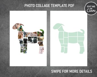 Show Goat Photo Collage Template Canva PDF | Memorial Collage 8x12, 12x18, 16x24, 20x30, 24x36 Inch
