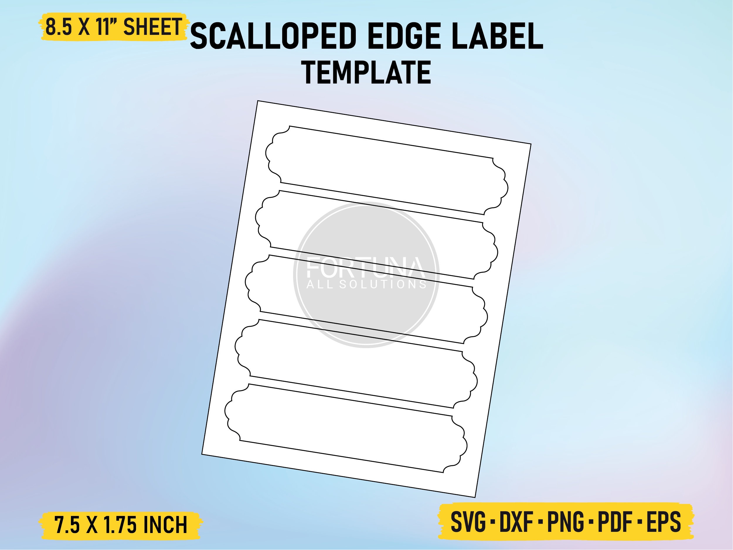 Decorative Scalloped Edge Label Template 7.5 X 1.75 SVG Cut File Vector ...