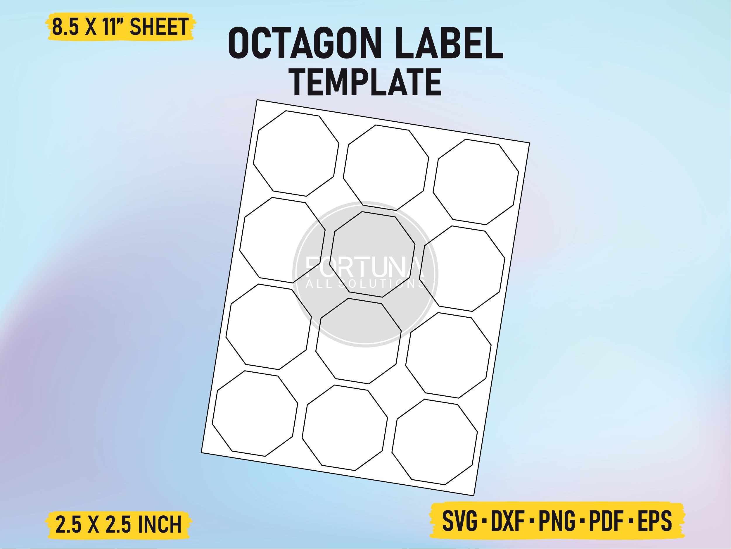 Octagon Label Template SVG Cut File Vector Cricut Png Dxf Eps PDF