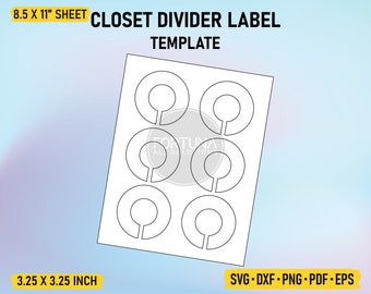 Schrank Divider Label Vorlage SVG Cut File Vektor Cricut Png Dxf Eps PDF