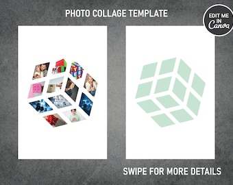 Rubik's Cube Photo Collage Template Canva PDF | Memorial Collage 8x12, 12x18, 16x24, 20x30, 24x36 Inch