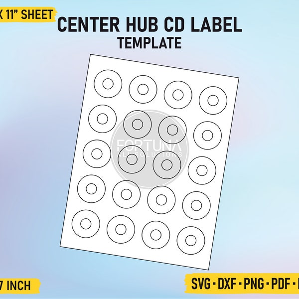 1.57 Inch Center Hub CD / Dvd / Blu-Ray Label Template SVG Cut File Vector Cricut Png Dxf Eps PDF