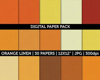 30 Orange Leinen Digitales Papier Textur Scrapbooking Hohe Qualität JPG 300 dpi | 30x30cm