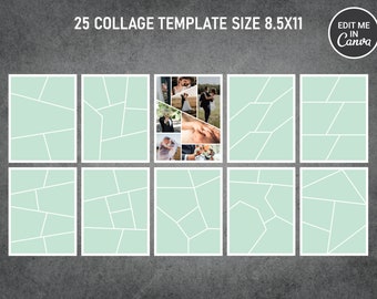 25 Image Collage / Pic Collage / Photo Collage Template 8.5x11 Inch | Canva PDF