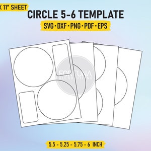 Round Circle Label 5 Inch | 5.25 Inch | 5.5 Inch | 5.75 Inch | 6 Inch Template SVG Cut File Vector Cricut Silhouette Cameo Clipart