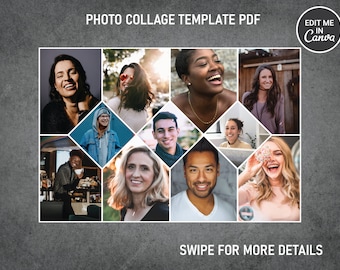 Diamond Photo Collage Template Canva | Memorial Collage 8x12, 12x18, 16x24, 20x30, 24x36 Inch