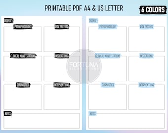 Disease / Pathophysiology Nursing Notes Template Printable PDF A4 Us Letter