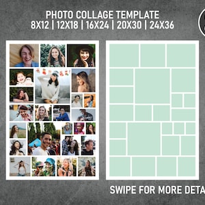 Photo Collage Template for 25 Photos | Memorial Collage | Funeral Collage | Graduation Poster | 8x12, 12x18, 16x24, 20x30, 24x36 | Style 17
