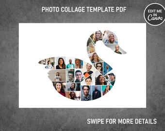Swan Photo Collage Template Canva PDF | Memorial Collage 8x12, 12x18, 16x24, 20x30, 24x36 Inch
