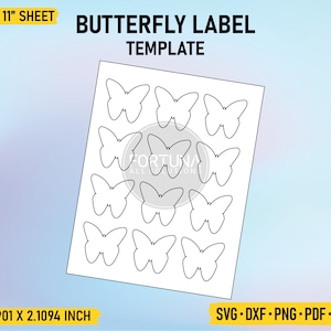 Butterfly Blank Label Template SVG Cut File Vector Cricut Png Dxf Eps PDF