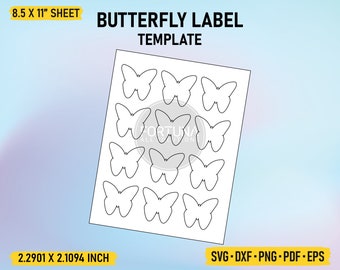 Butterfly Blank Label Template SVG Cut File Vector Cricut Png Dxf Eps PDF