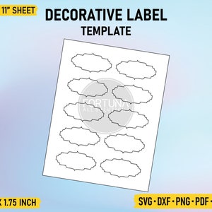 Decorative Label Template SVG Cut File Vector Cricut Png Dxf Eps PDF