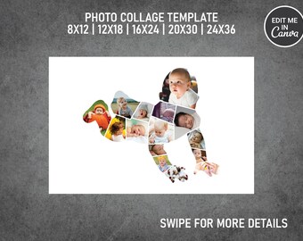 Mall för fotokollage av bebisar i Canva PDF | Minneskollage 8x12, 12x18, 16x24, 20x30, 24 x 36 tum