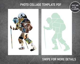 Hiking Photo Collage Canva Template PDF | Memorial Collage 8x12, 12x18, 16x24, 20x30, 24x36 Inch