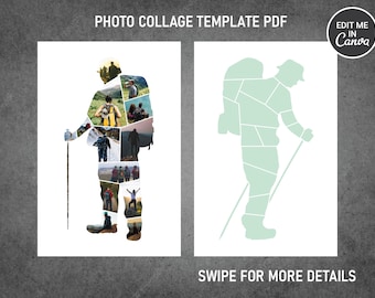 Hiking Photo Collage Canva PDF Template  | Memorial Collage 8x12, 12x18, 16x24, 20x30, 24x36 Inch