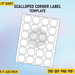 1.625 Inch Scalloped Corner Rectangle Label Template SVG Cut File Vector Cricut Png Dxf Eps PDF