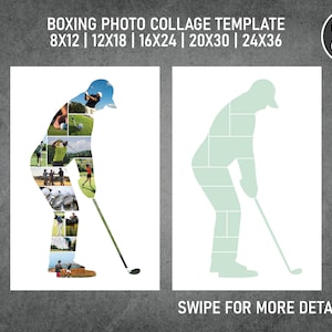 Golf Golfer Sport Photo Collage Template Canva PDF | Memorial Collage 8x12, 12x18, 16x24, 20x30, 24x36 Inch