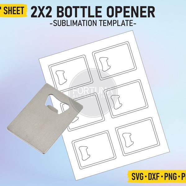 Rectangle Bottle Opener Blank Sublimation Template 2x2 inch SVG Cut File Vector Cricut Dxf Png Pdf Eps