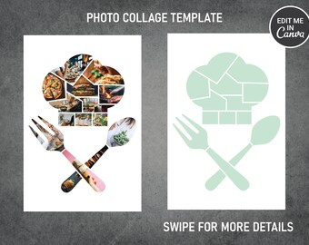 Chef Baking Cooking Photo Collage Template Canva PDF | Memorial Collage 8x12, 12x18, 16x24, 20x30, 24x36 Inch