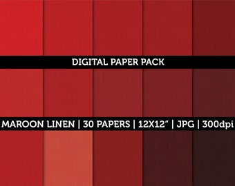 May include: A digital paper pack with 30 maroon linen textures. Each paper is 12 inches by 12 inches and 300 dpi. DIGITAL PAPER PACK MAROON LINEN | 30 PAPERS | 12X12" | JPG | 300dpi