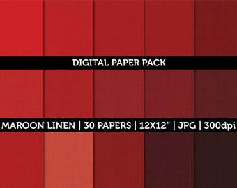 30 Maroon Burgundy Linen Digital Paper Texture Scrapbooking High Quality JPG 300 dpi | 12x12 Inch