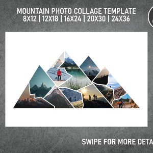 Mountain Photo Collage Template Canva PDF | Memorial Collage 8x12, 12x18, 16x24, 20x30, 24x36 Inch