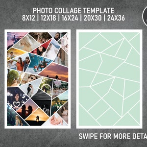 Photo Collage Template for 25 Photos | Memorial Collage | Funeral Collage | Graduation Poster | 8x12, 12x18, 16x24, 20x30, 24x36 | Style F