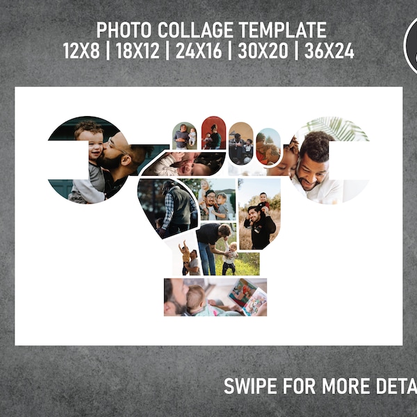 Mechanic Handyman Builder Photo Collage Template Canva PDF | Memorial Collage 8x12, 12x18, 16x24, 20x30, 24x36 Inch