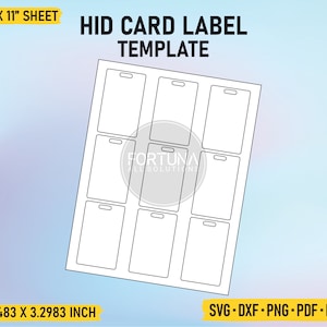 2.0483 x 3.2983 Inch HID Card Labels Template SVG Cut File Vector Cricut Png Dxf Eps PDF